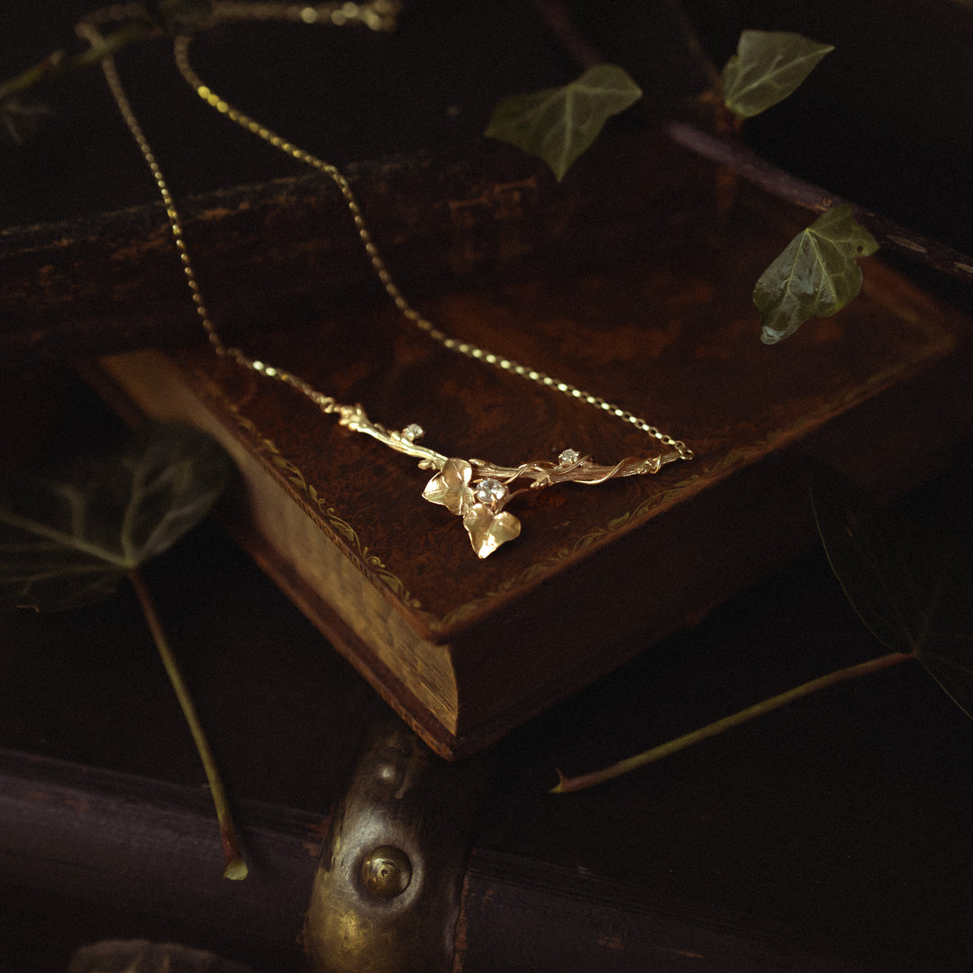 Gold Ivy Vine and Leaf One of a Kind Necklace